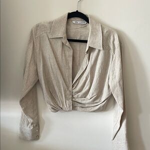 Zara Linen Cropped Blouse
